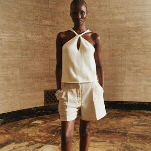 Wilfred Effortless Linen Blend Shorts in Natural Ecru Size 2 $98